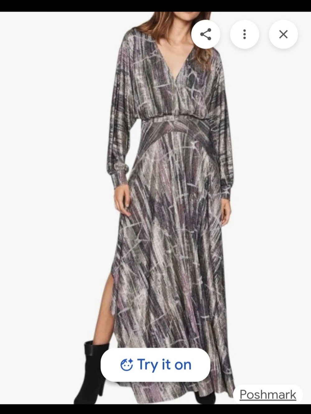 ba&sh Santana Maxi Dress  Metallic 0 $630